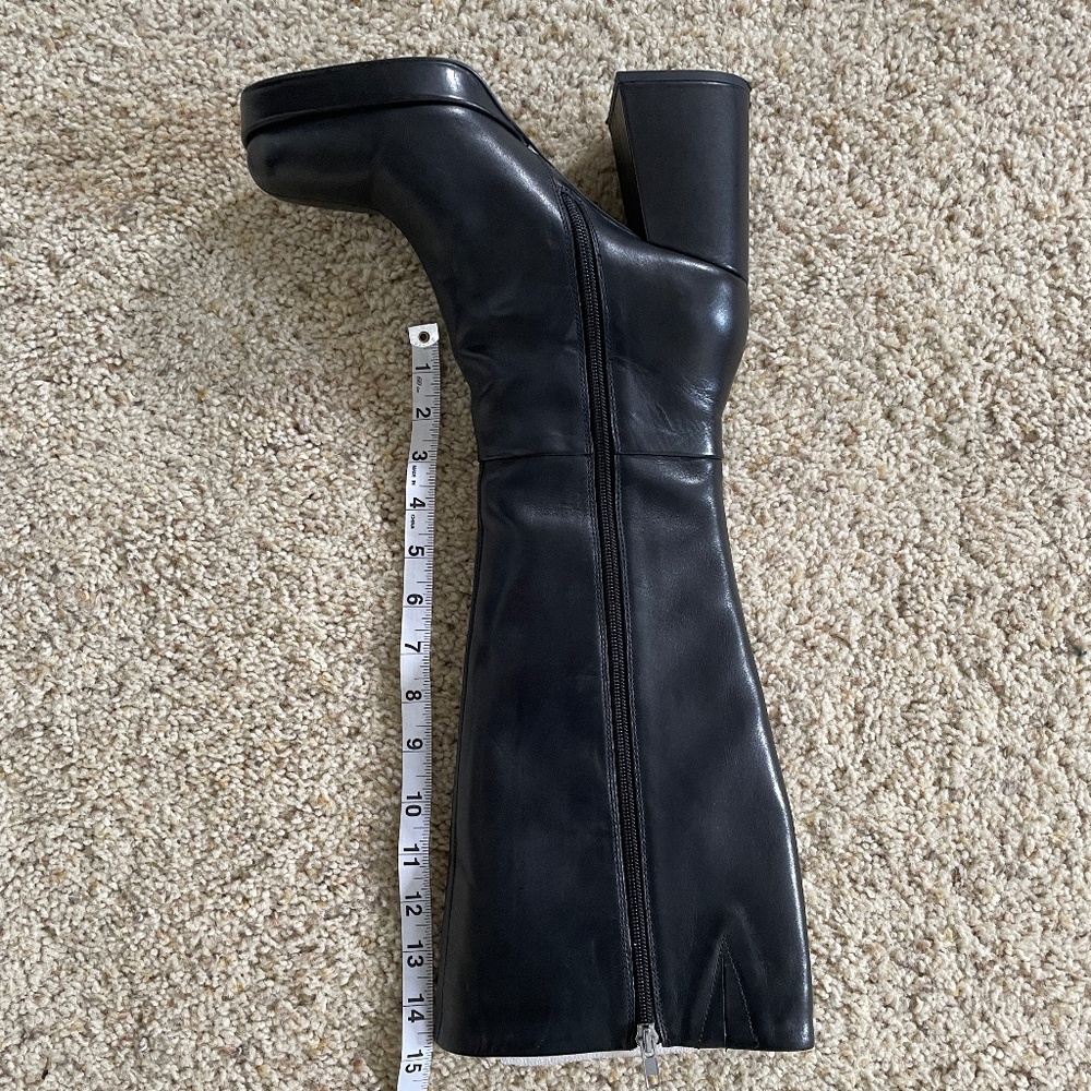 Platform Square Toe Leather Boots - Picture 9 of 9